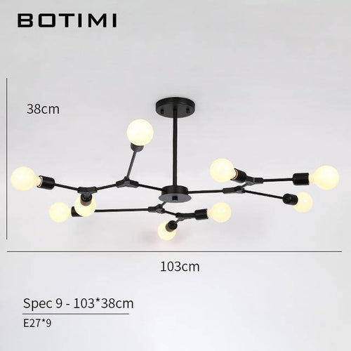 Lustre design à LED avec branches noires Pendente