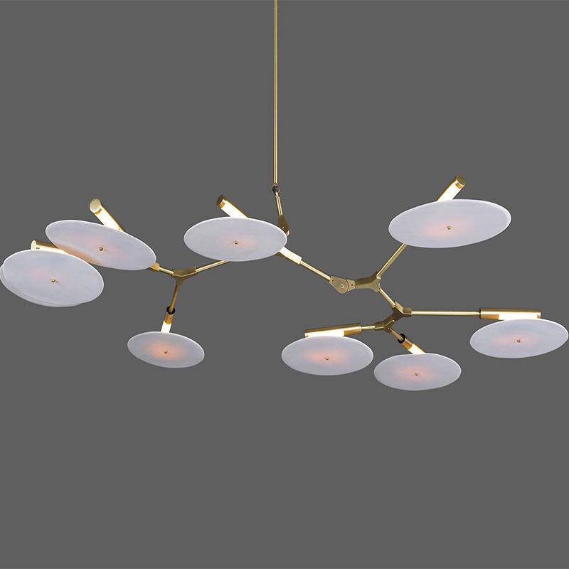 Lustre design LED à branches dorées ou noires et cercles Style - vue 6 sur 9