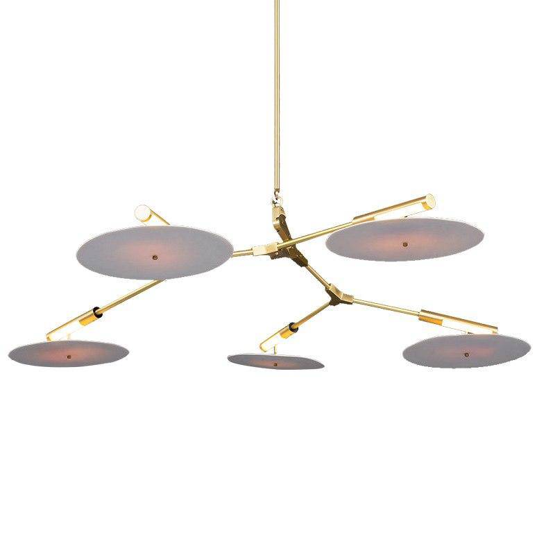 Lustre design LED à branches dorées ou noires et cercles Style - vue 5 sur 9