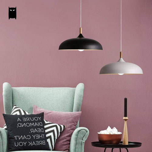 Suspension design LED avec abat-jour arrondi en métal style Sun