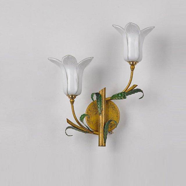 Applique murale rustique LED avec abat-jour style fleur colorée - vue 5 sur 7