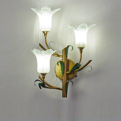 Applique murale rustique LED avec abat-jour style fleur colorée
