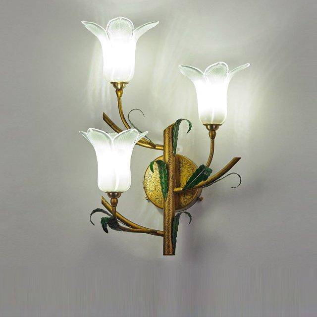 Applique murale rustique LED avec abat-jour style fleur colorée - vue 3 sur 7