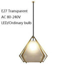 Suspension design LED avec abat-jour en verre diamant style rétro