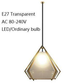 Suspension design LED avec abat-jour en verre diamant style rétro - vue 4 sur 4