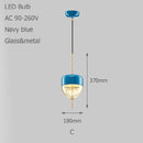 Suspension design LED à forme originale (bleue ou dorée)