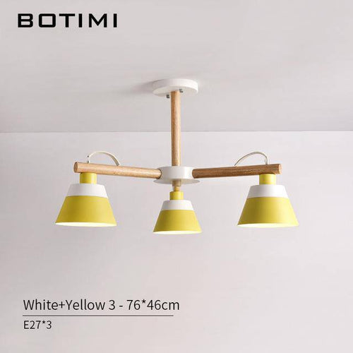 Lustre LED en bois acec abat-jour Nordic