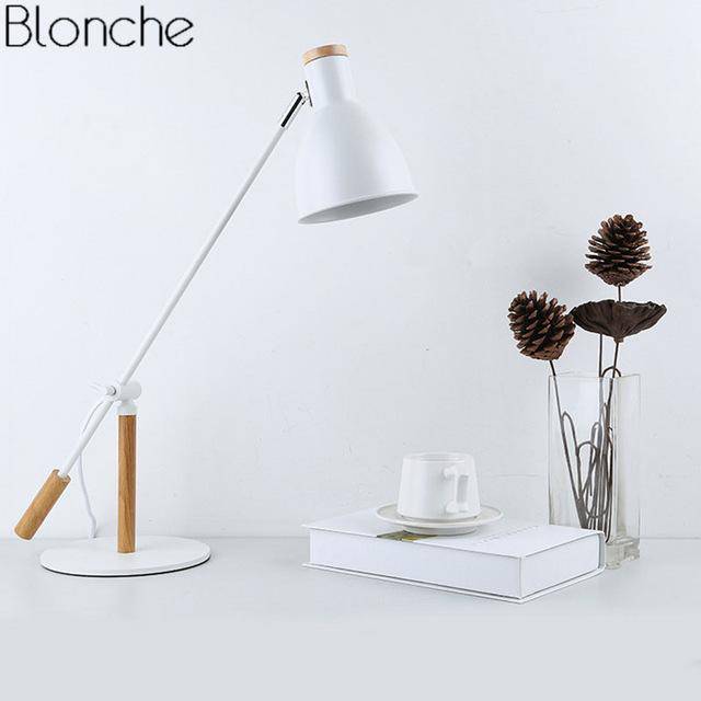 Lampe de bureau à LED ajustable métal et bois (noir ou blanc) - vue 3 sur 6