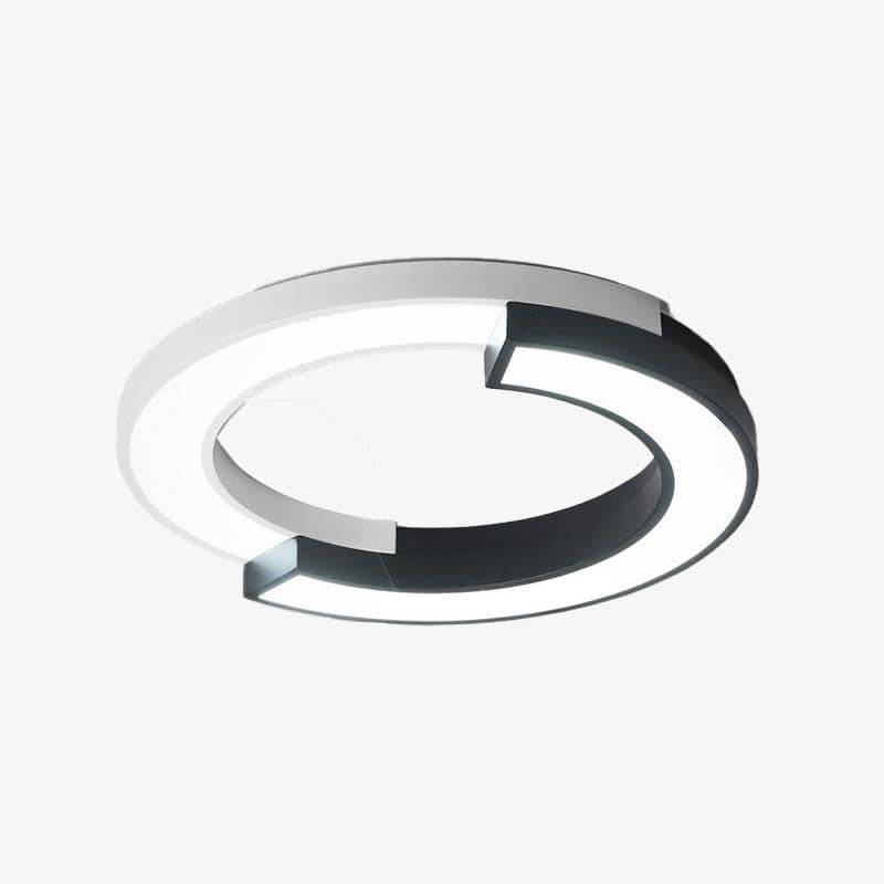 Plafonnier design LED demis ronds noir et blanc - vue 2 sur 4