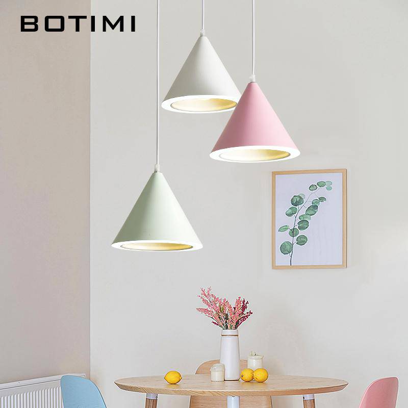 Suspension design LED en cône de couleur Nordic