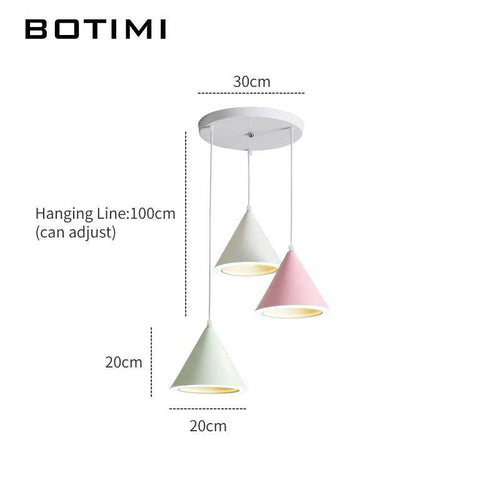 Suspension design LED en cône de couleur Nordic
