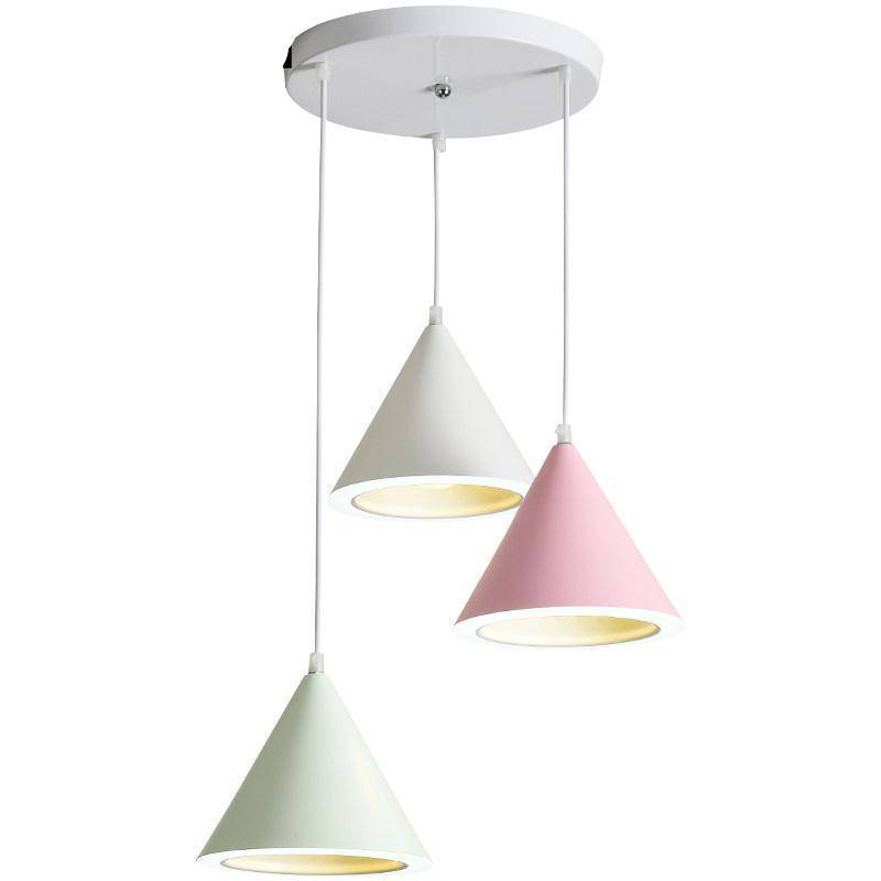 Suspension design LED en cône de couleur Nordic
