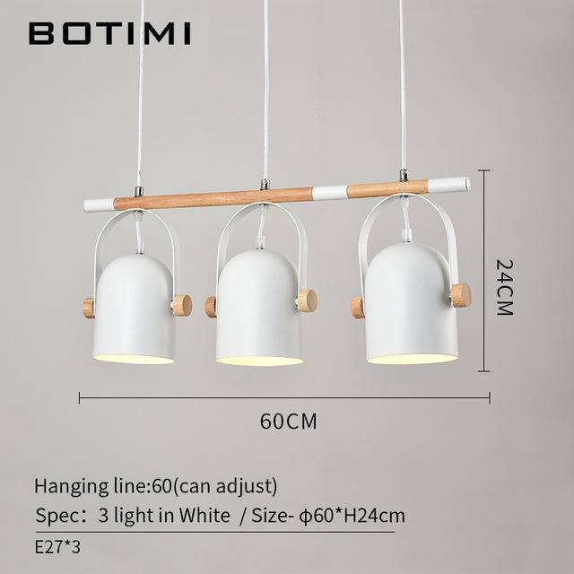 Lustre LED avec barre en bois et spots métal ajustables - vue 5 sur 5