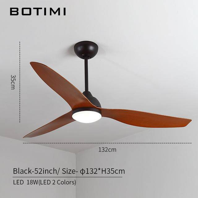 Ventilateur de plafond LED à 3 pales en bois