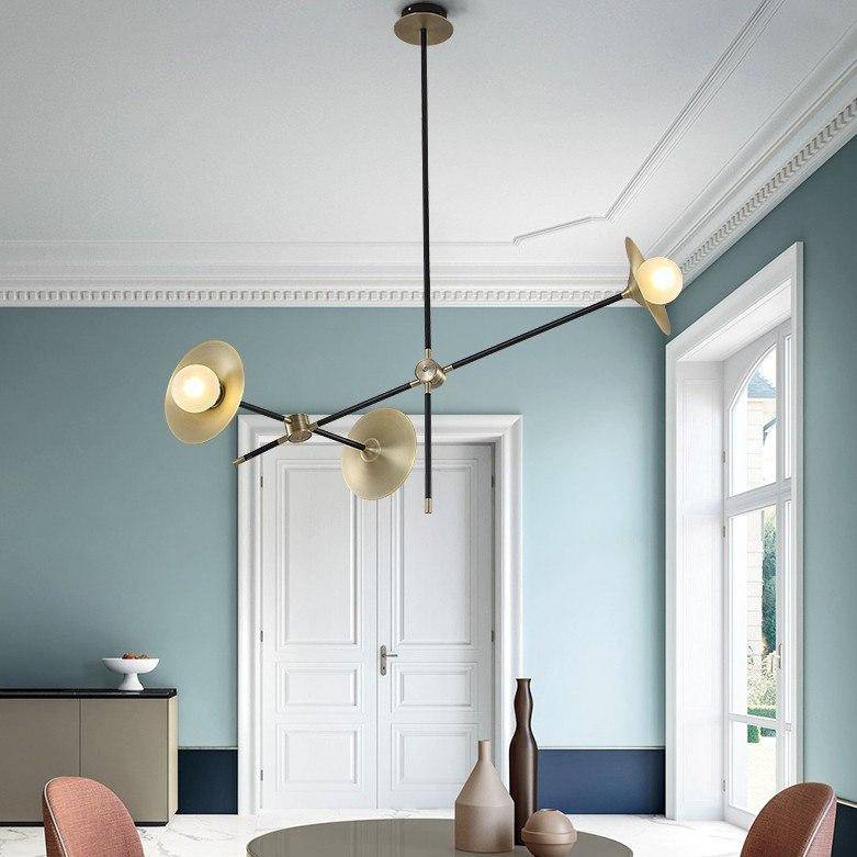 Lustre design à LED avec branches articulées et lampes dorées Modern