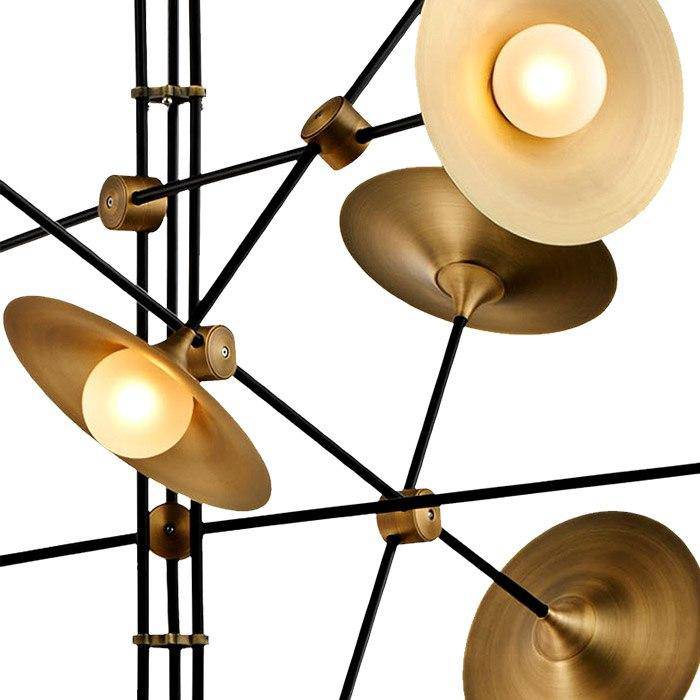 Lustre design à LED avec branches articulées et lampes dorées Modern