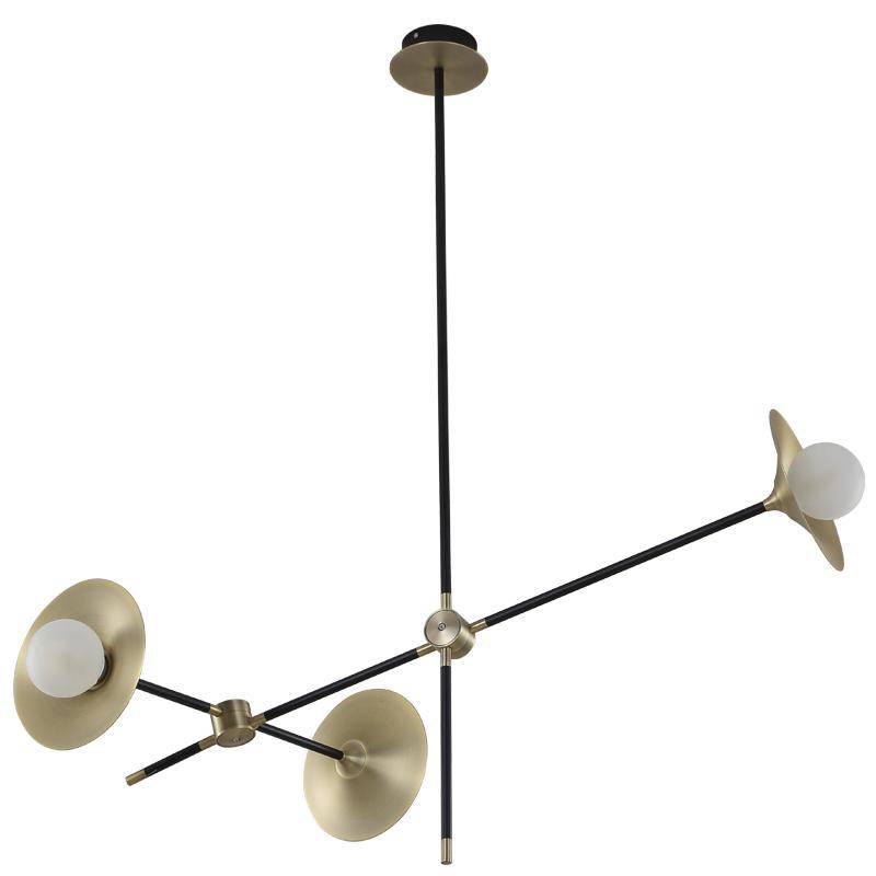 Lustre design à LED avec branches articulées et lampes dorées Modern - vue 6 sur 9