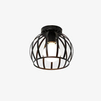 Plafonnier ou applique LED cage ronde noire (plusieurs formes)