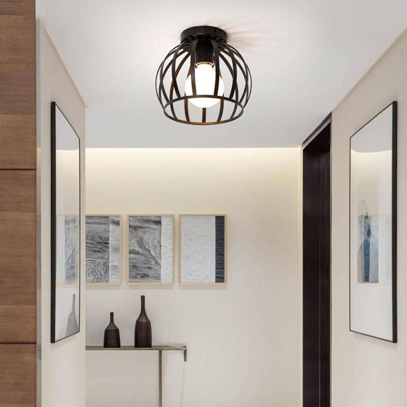 Plafonnier ou applique LED cage ronde noire (plusieurs formes) - vue 3 sur 3