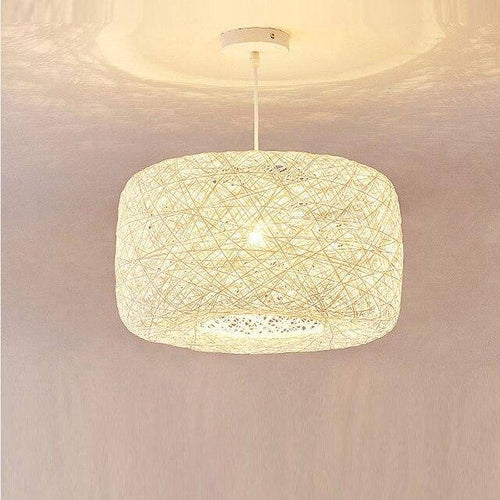 Suspension en rotin LED avec abat-jour arrondi coloré