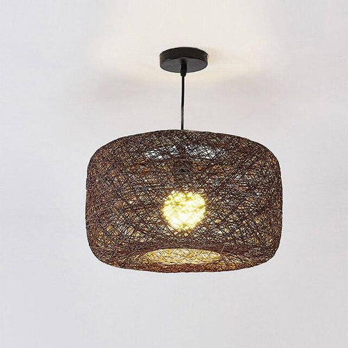 Suspension en rotin LED avec abat-jour arrondi coloré