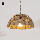 Suspension design LED avec abat-jour arrondi en bois Hang