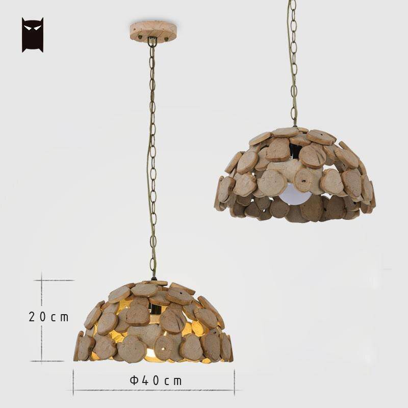 Suspension design LED avec abat-jour arrondi en bois Hang - vue 4 sur 4