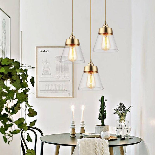 Suspension design à LED avec abat-jour en verre et doré Light Loft