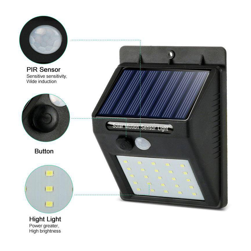 Applique extérieur LED solaire noir - vue 5 sur 4