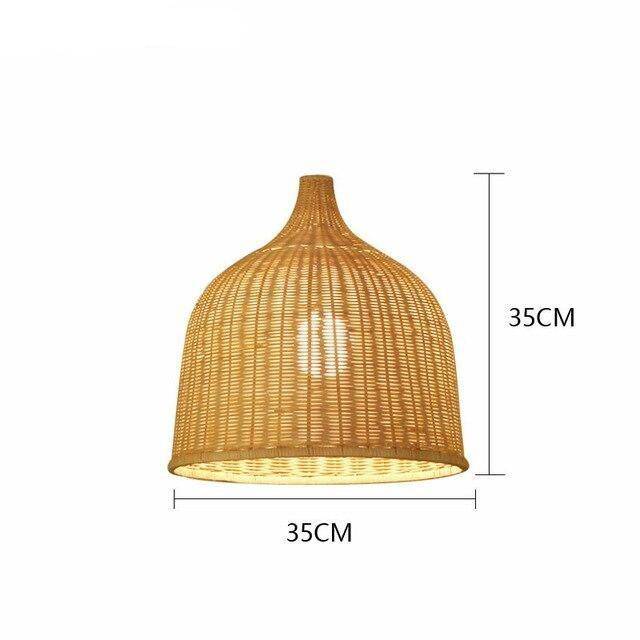 Suspension en rotin LED avec abat-jour en cloche colorée - vue 4 sur 8