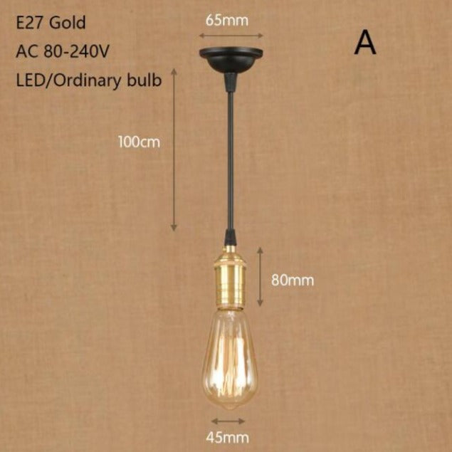 Suspension industrielle LED en métal doré Rayene - vue 2 sur 4