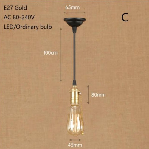 Suspension industrielle LED en métal doré Rayene
