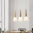 Suspension LED design en verre et bois conique