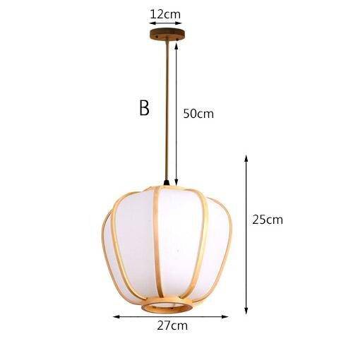Suspension design en bambou LED avec abat-jour arrondi style japonais - vue 4 sur 5