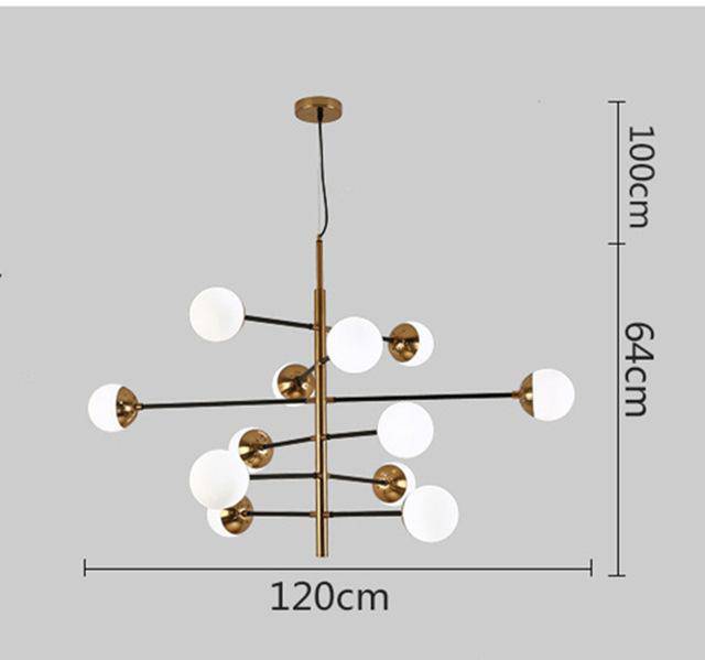 Lustre design à LED avec branches et boules en verre Designer - vue 4 sur 7