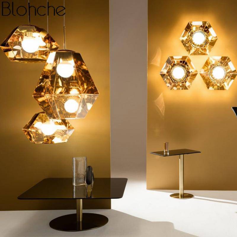 Suspension LED design géométrique en verre Diamond - vue 3 sur 10