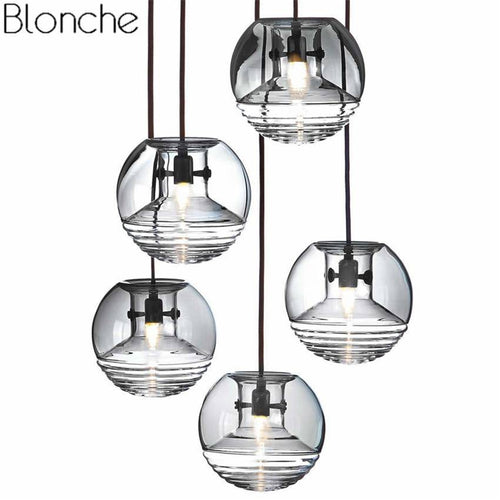 Suspension design boule en verre fumé Flask