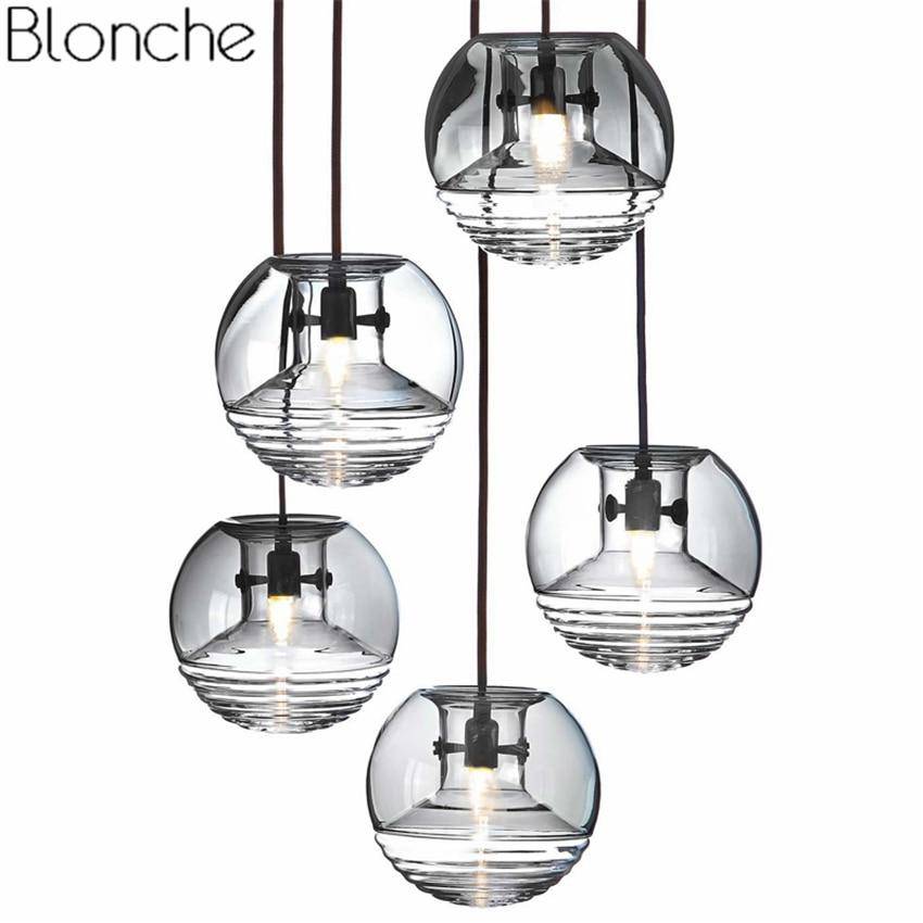 Suspension design boule en verre fumé Flask - vue 3 sur 7