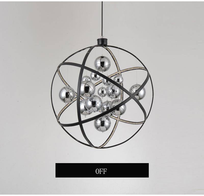 Suspension design LED boules dans sphère noire - vue 5 sur 6
