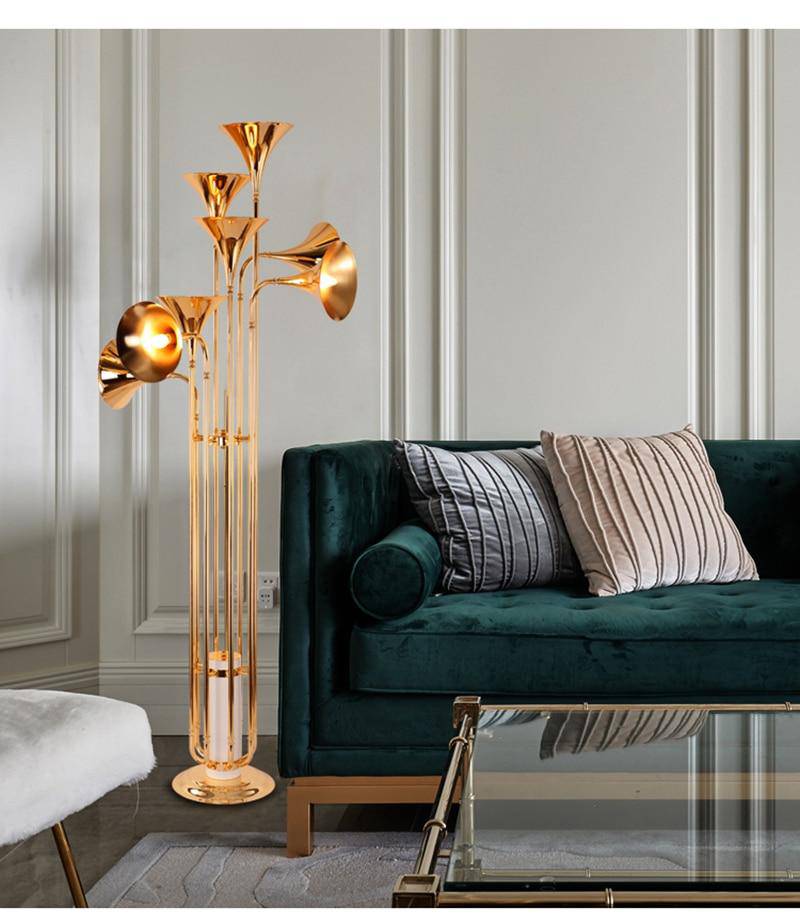 Lampadaire design moderne doré à LED Foyer - vue 5 sur 5