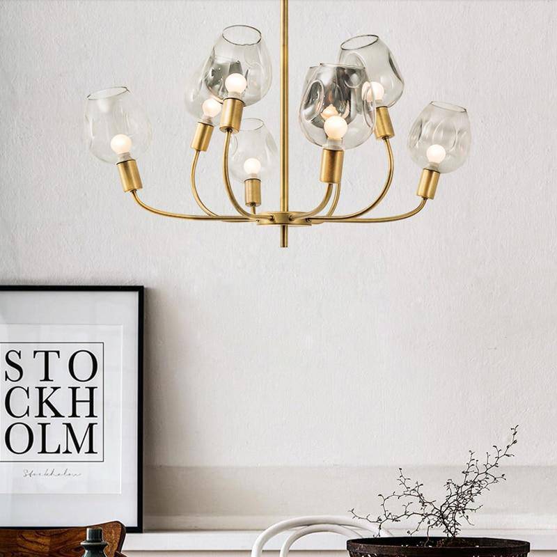 Lustre design doré et verre fumé Modern