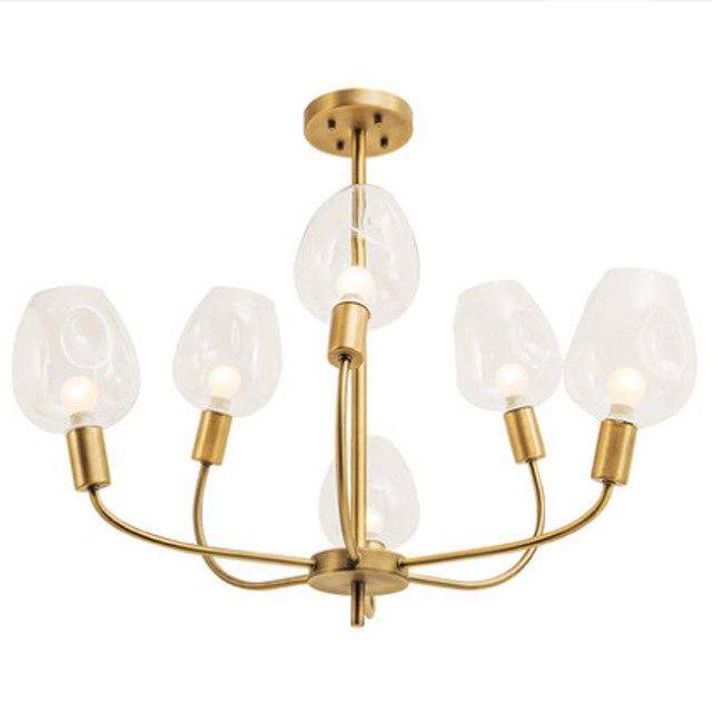 Lustre design doré et verre fumé Modern