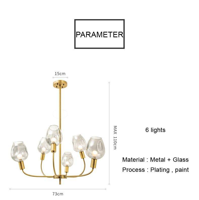 Lustre design doré et verre fumé Modern