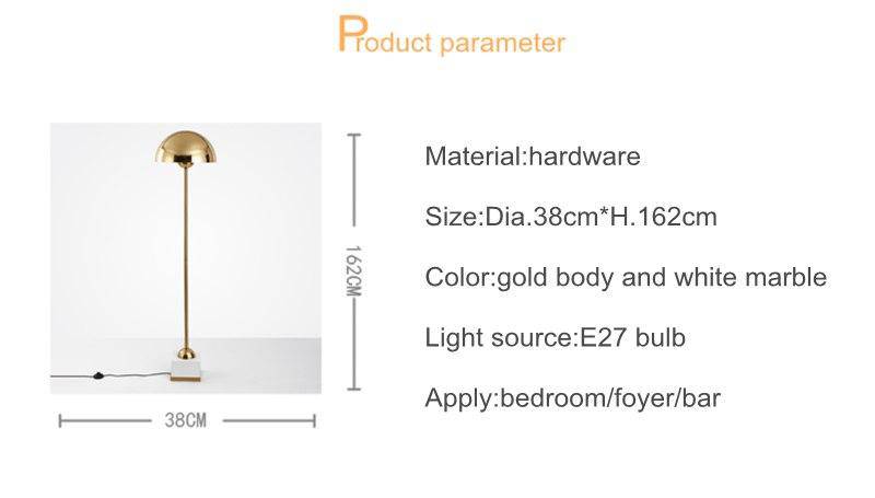 Lampadaire design à LED en métal doré avec abat-jour sphérique - vue 5 sur 5