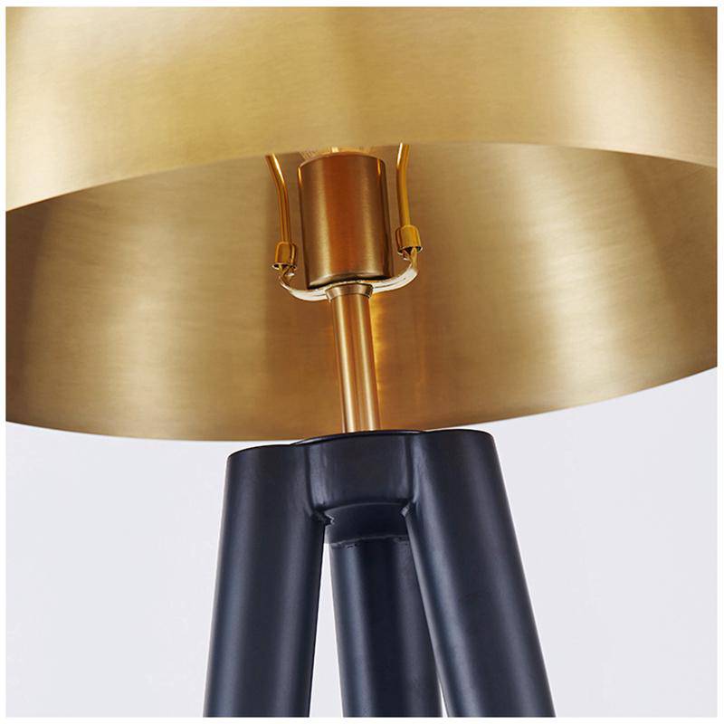 Lampadaire design triple pied et abat-jour sphérique en métal doré Luxe - vue 5 sur 8