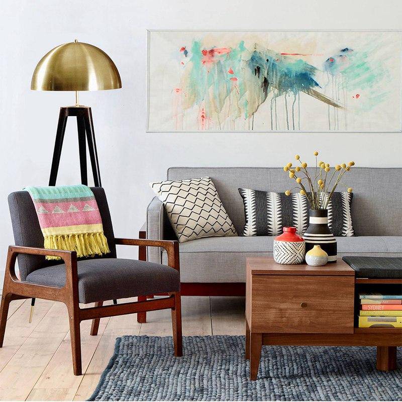 Lampadaire design triple pied et abat-jour sphérique en métal doré Luxe - vue 8 sur 8