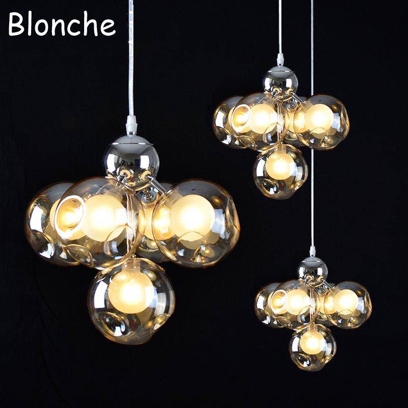 Suspension design à LED chromé et verre moderne Stained - vue 4 sur 4