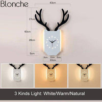 Applique murale LED corne de cerf et horloge