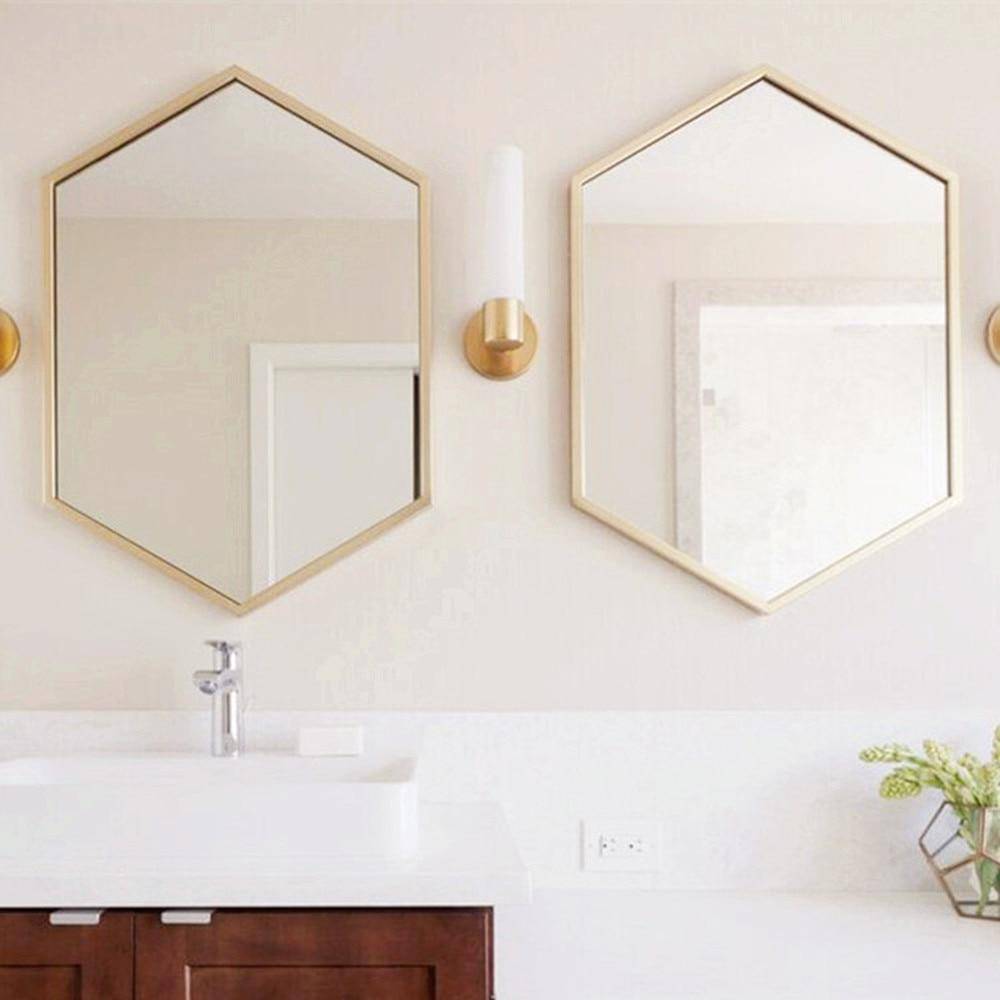 Miroir mural hexagonale en métal Nordic - vue 9 sur 9