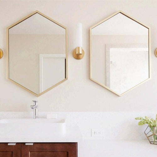Miroir mural hexagonale en métal Nordic